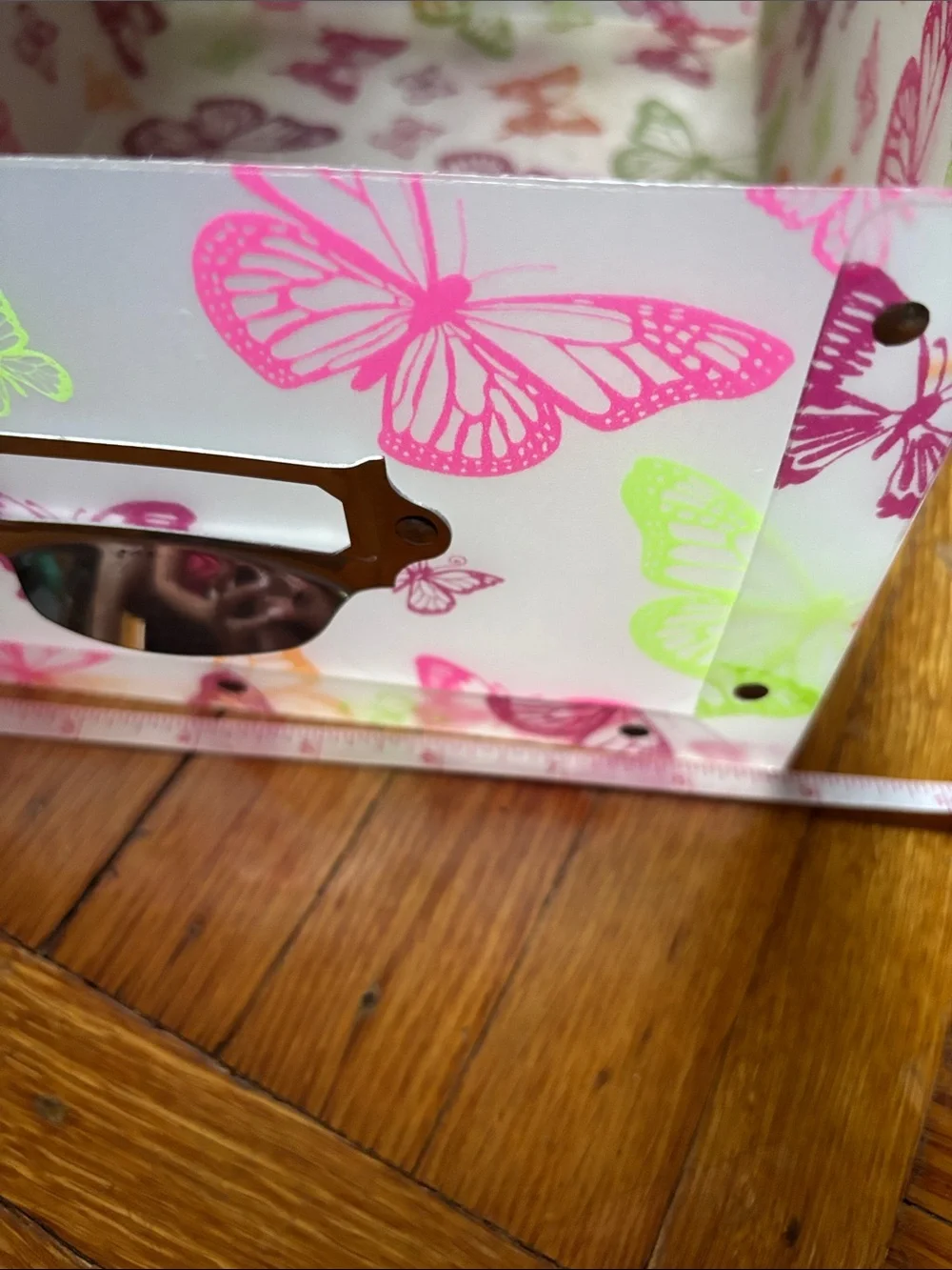 Butterfly Print Kids Storage Box - Pink, Green, Orange